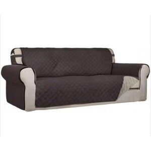 Reversible Quilted Sofa Furniture Cover Protector, Brown/Tan 66" Seat Width